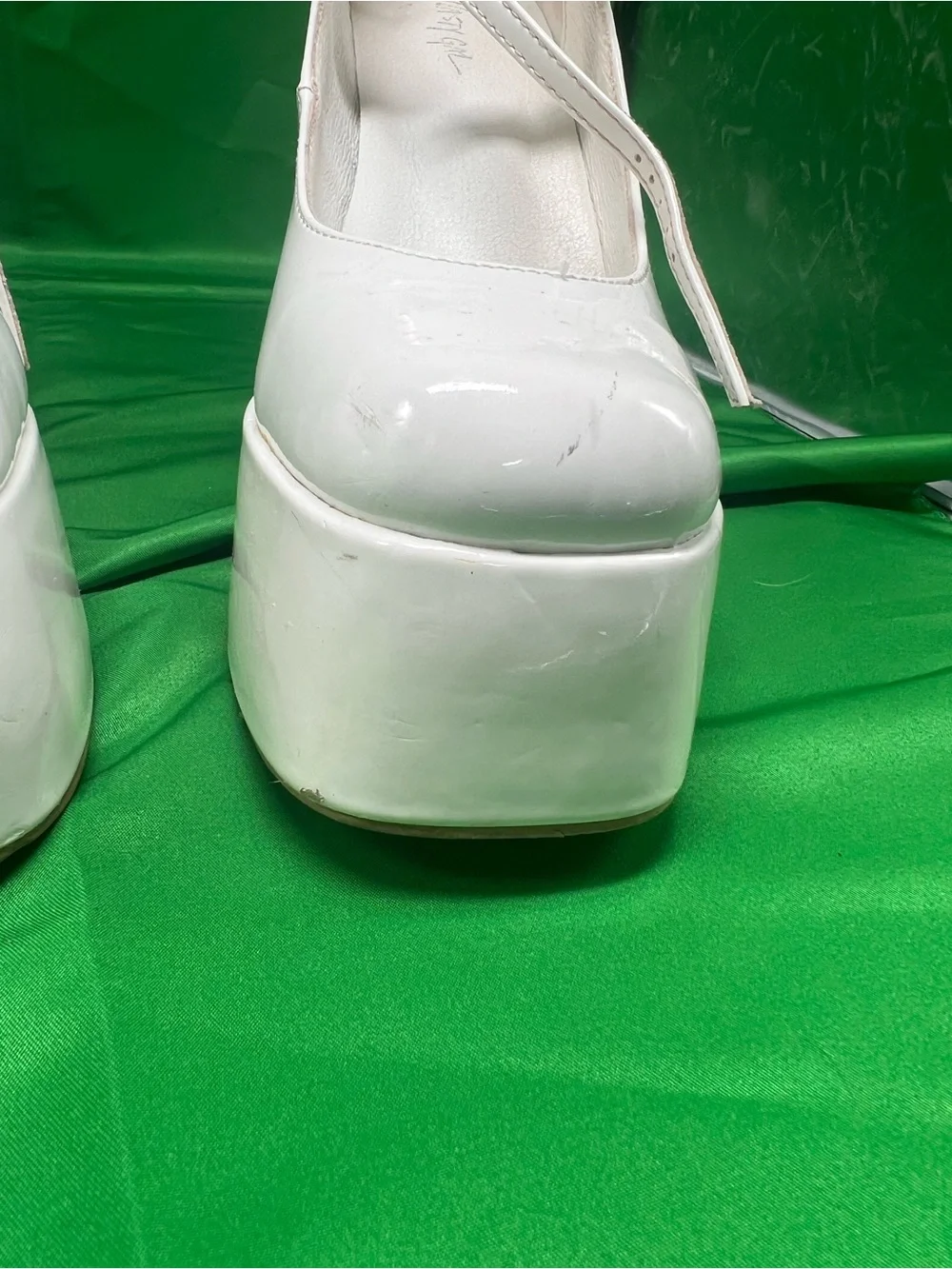Nasty Gal White Platform Mary Jane Heels with secure ankle straps. Sz 6